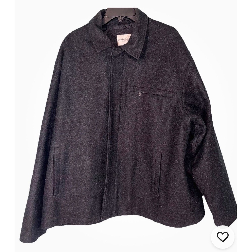 Knights Bridge Wool Blend Black Jacket Bomber Quilted ZipUp Pockets Sz XL